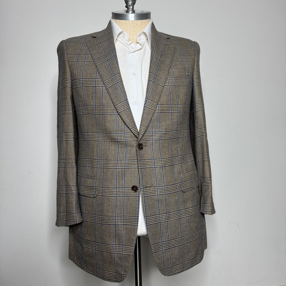 Samuelsohn Super 100s Wool Plaid Blazer Jacket 42L SB Greenwhich